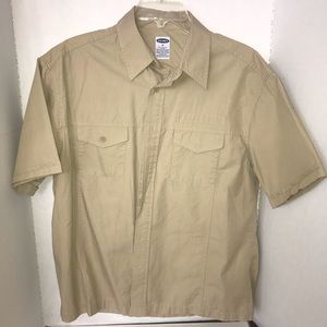 Old Navy short sleeve button down, tan. Medium